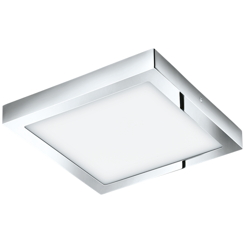 Fueva 1 LED overflade monteret i støbt metal Krom med skærm i Hvid plastik, 22WLED, længde 30 cm, bredde 30 cm, højde 4 cm.